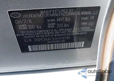 2017 Hyundai Sonata from USA, damaged, VIN 5NPE24AFXHH514785